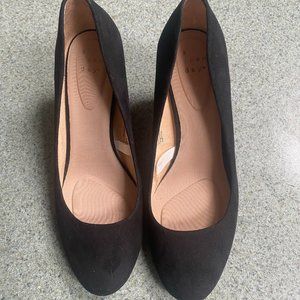 Black Suede Wedge Heels- Size 7